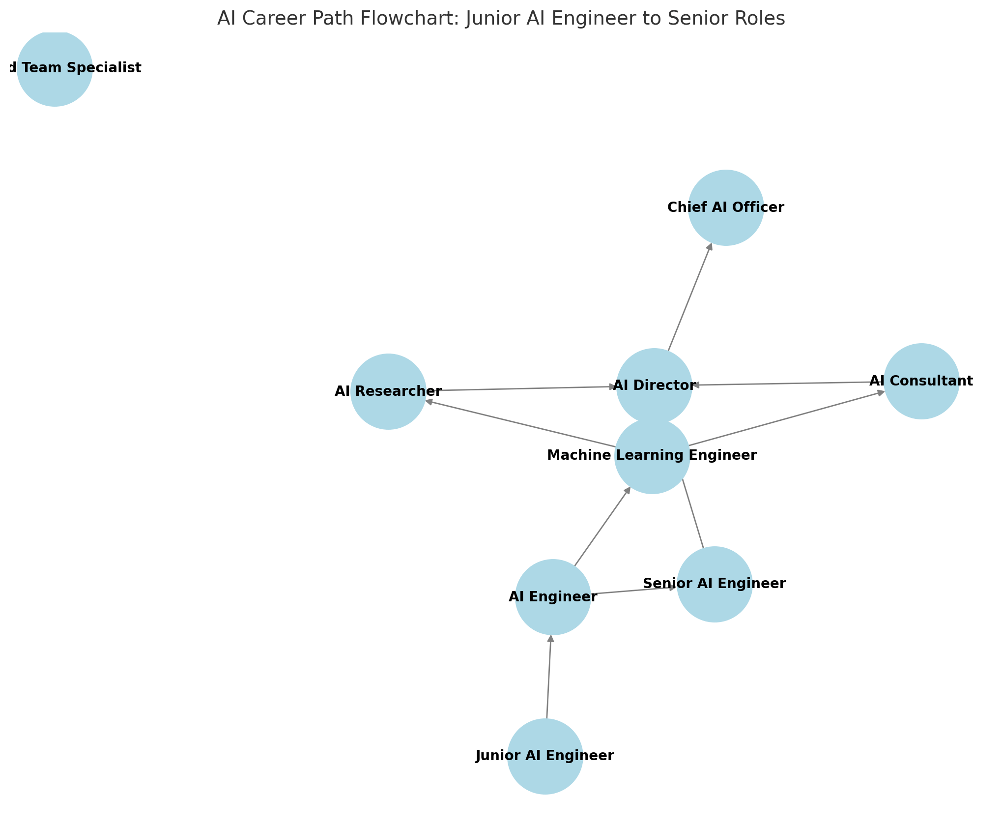Career path progression in AI: Junior AI Engineer to Chief AI Officer.